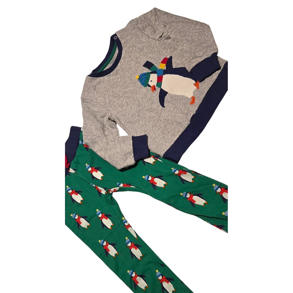 Baby Boden Penguin Pajama Set Toddler Kids 3-4T Grey‎ Long Sleeve Pants